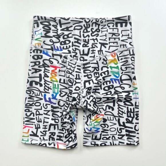 Athleta Elation Train Short PRIDE Print Size Small Bike Cycle Gym Outdoor Studio - Picture 7 of 13